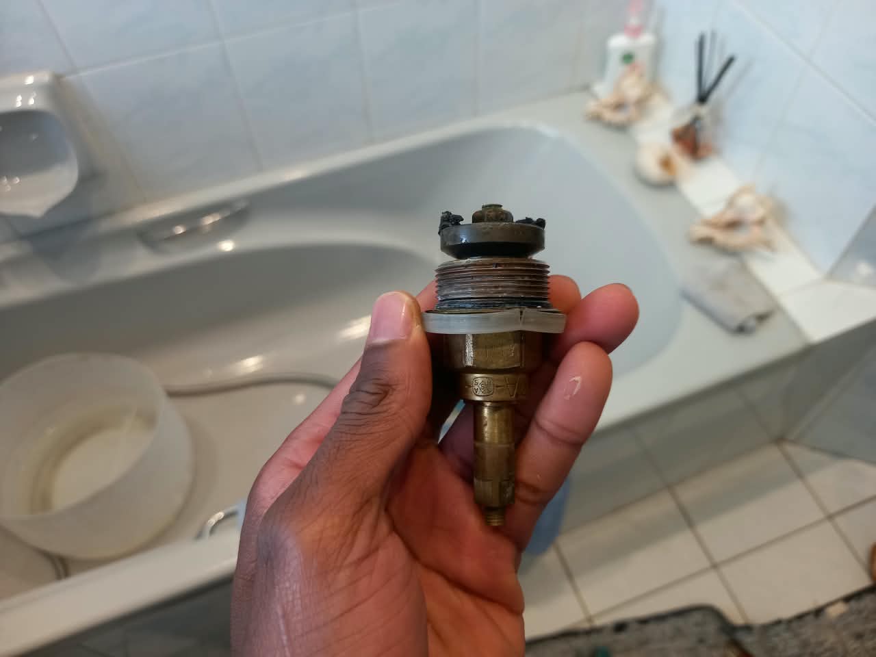 Removed brass tap valve inspected during a leak detection call-out